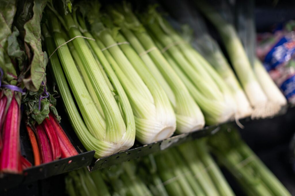 fresh celery stalks bunch