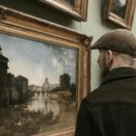 art collector analyzing painting