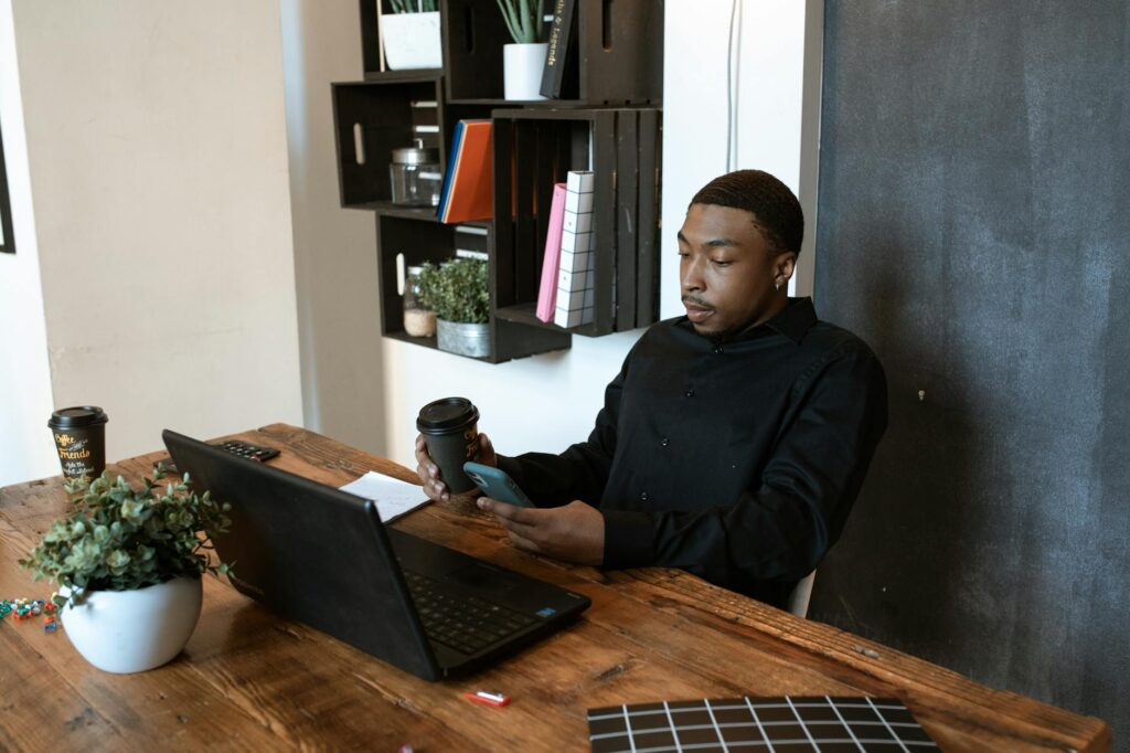 black entrepreneur working on budget