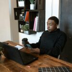 black entrepreneur working on budget
