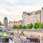 European cityscape African art fusion