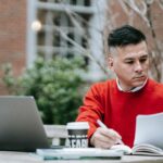 person working diligently