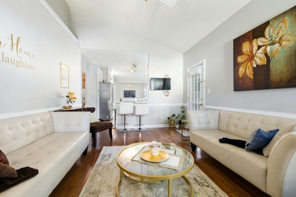 welcoming living room party