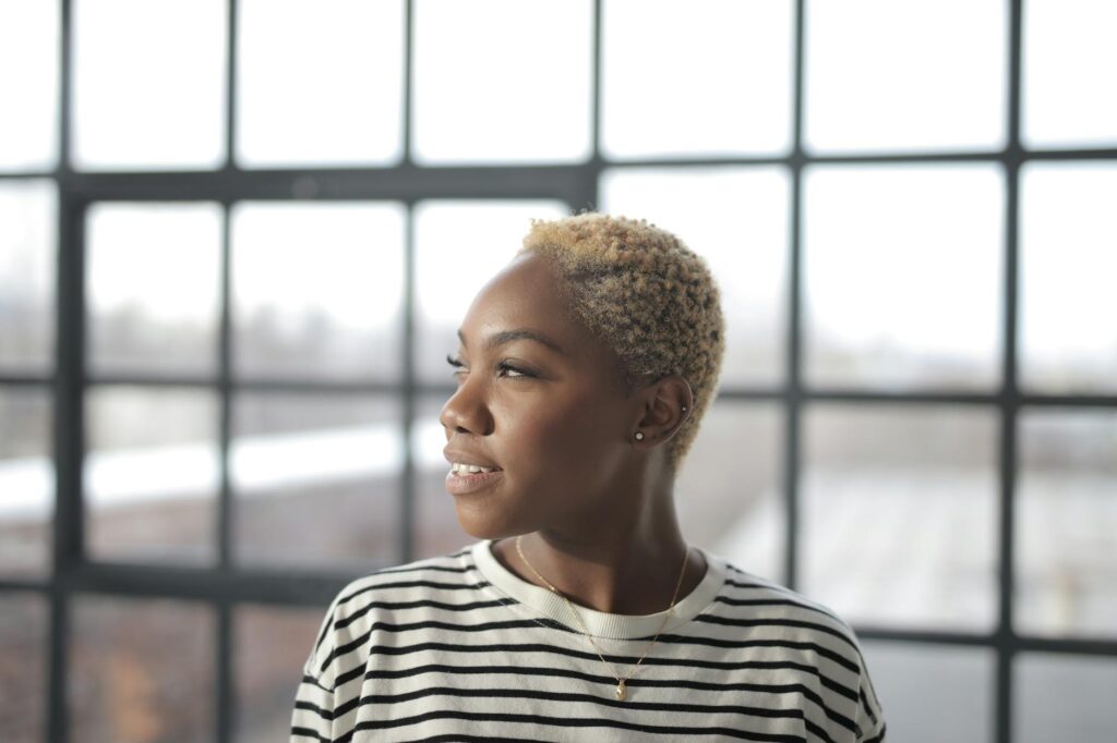 woman looking at map