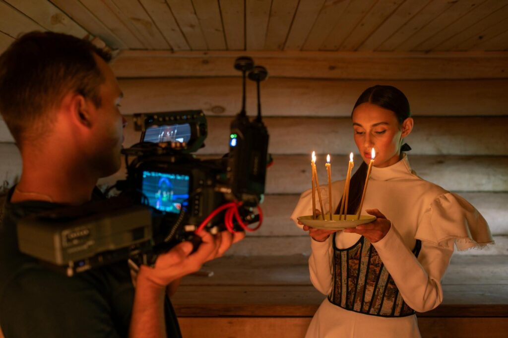 actor directing film set