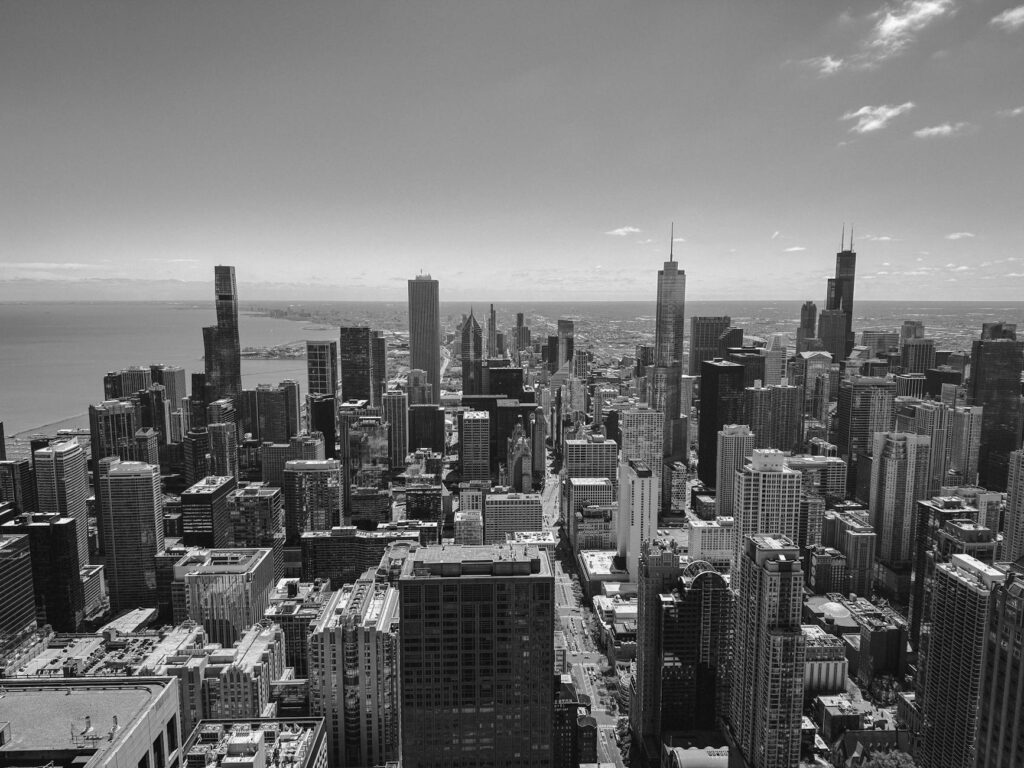 Chicago city skyline with diverse neighborhoods