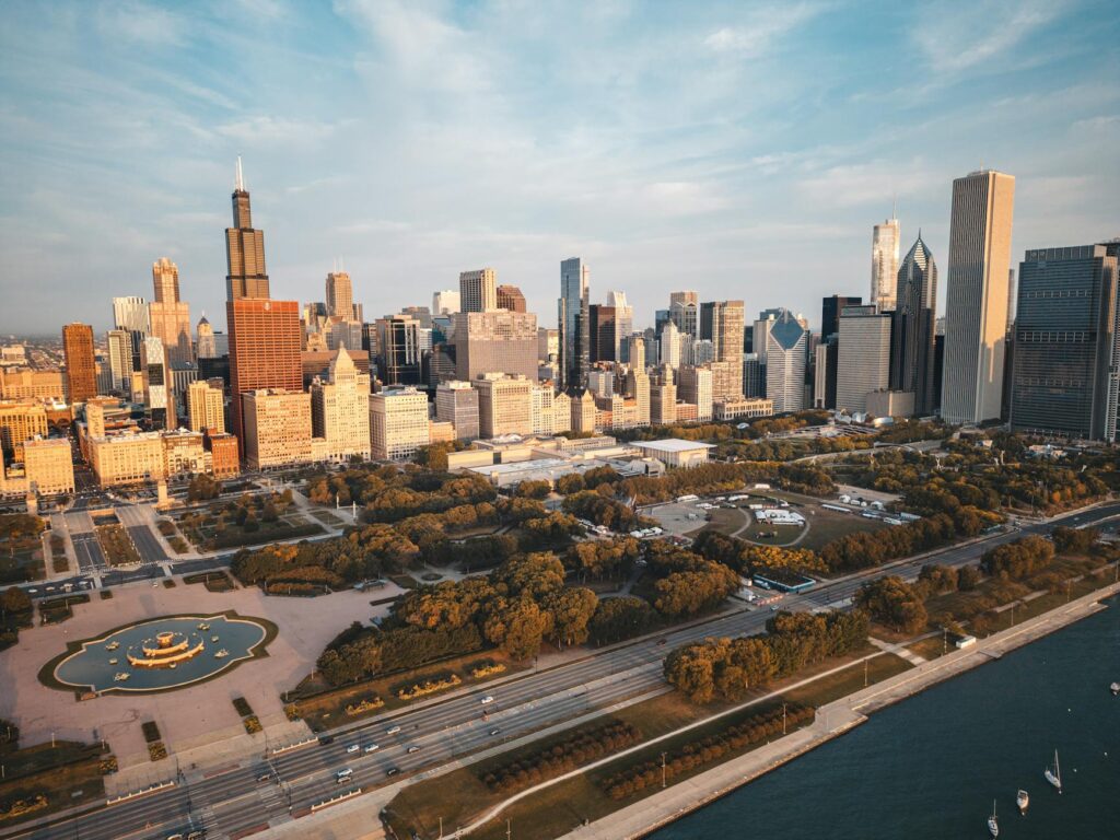 Chicago cityscape with historical context