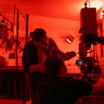 composer working on film score