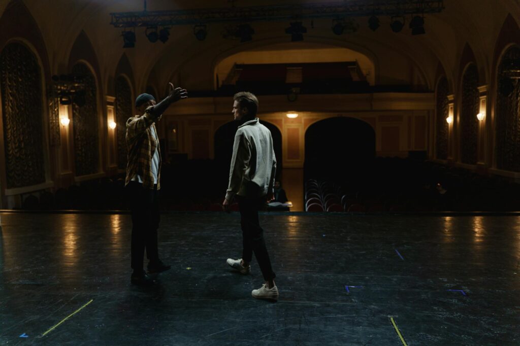 diverse actors on stage and film set