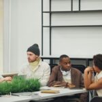 diverse group discussing art