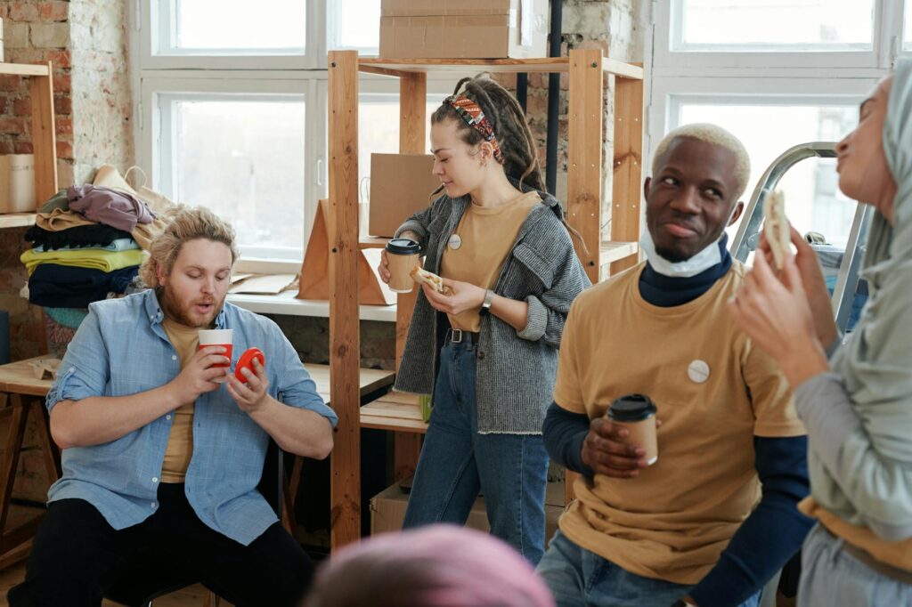 diverse group of people speaking
