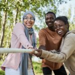 diverse people doing yoga for pain relief