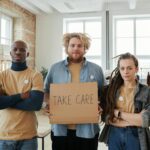 diverse people wearing sustainable clothing