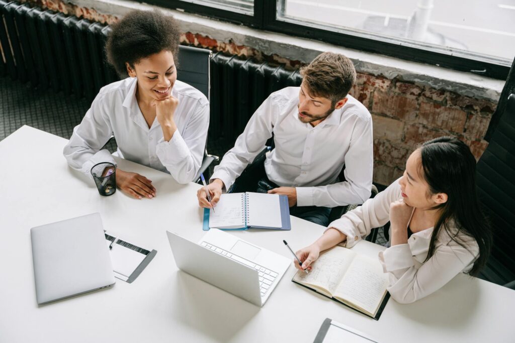 diverse professionals working on tv sets