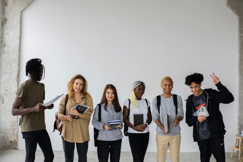 diverse students receiving scholarships