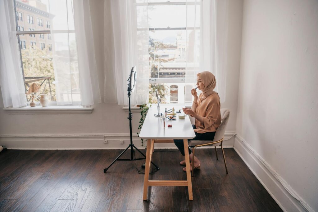 lifestyle blogger working on laptop