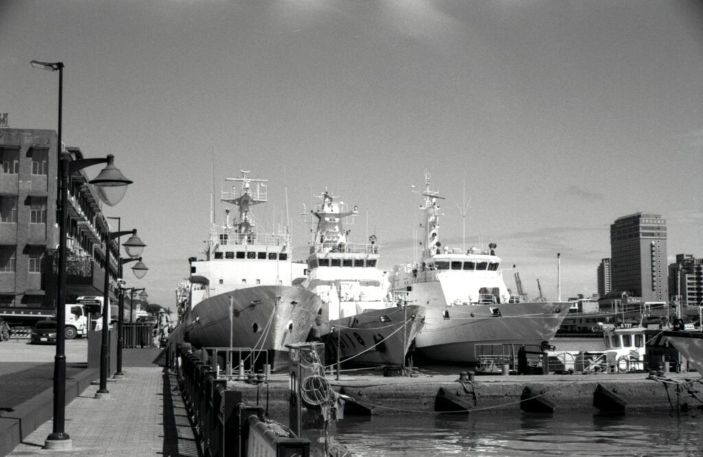 naval ships guarding strait