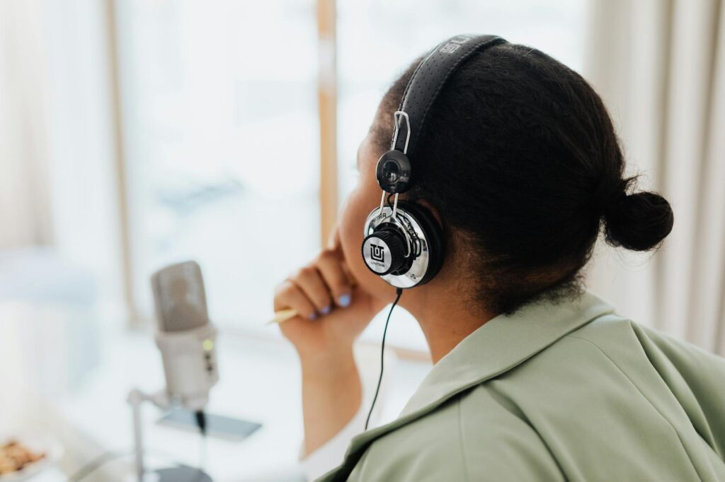 person listening to podcast ethically