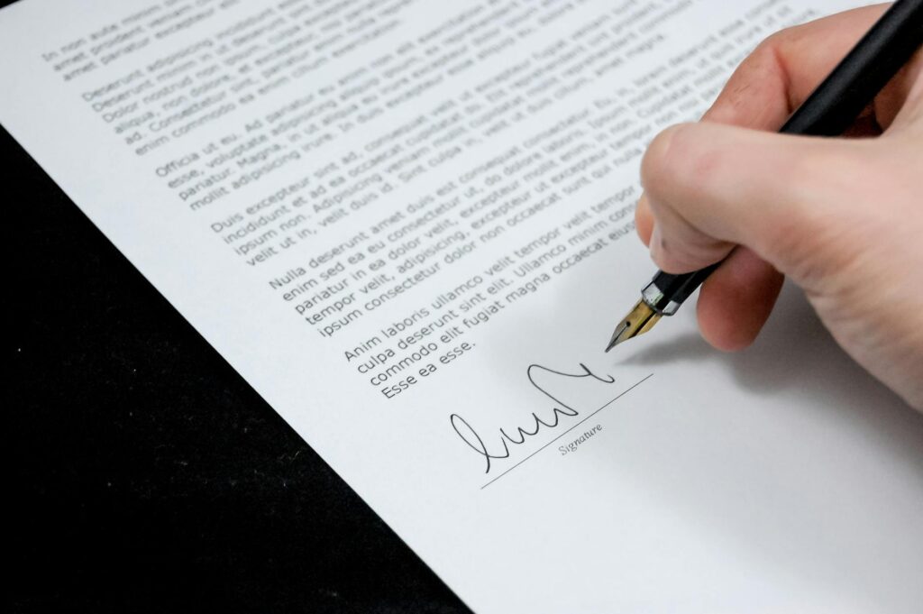 person signing legal document