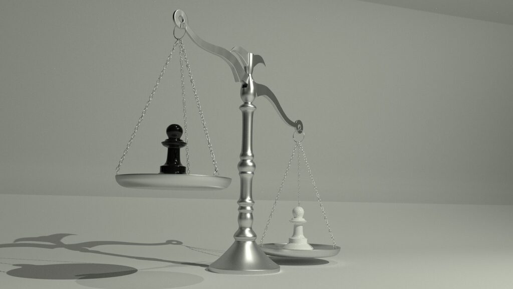 scales of justice balanced